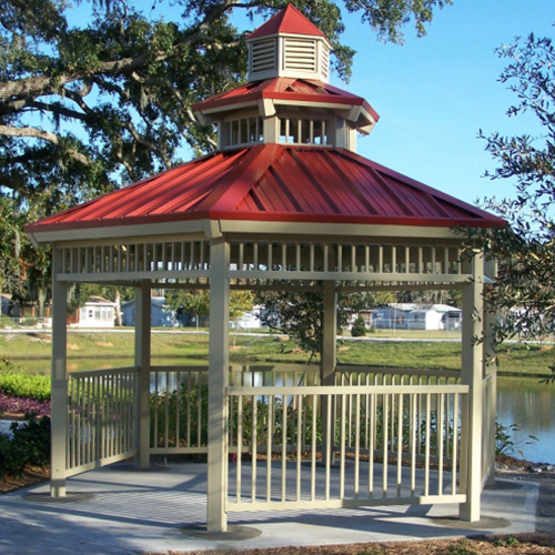 CAD Drawings Superior Recreational Products | Shelter and Site Amenities All-Steel Hexagonal Duo-Top Shelters